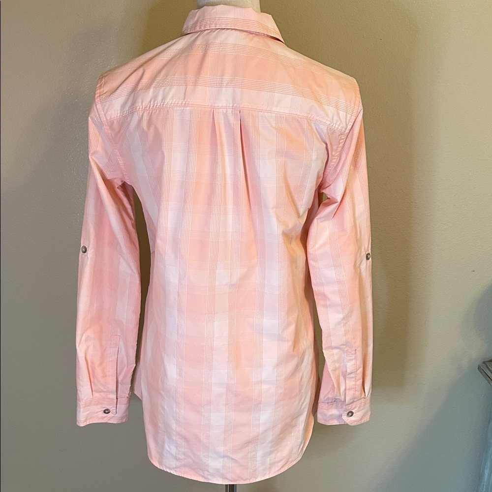 Eddie Bauer Peach Plaid Button-Up Dry Fit Shirt - Picture 2 of 6